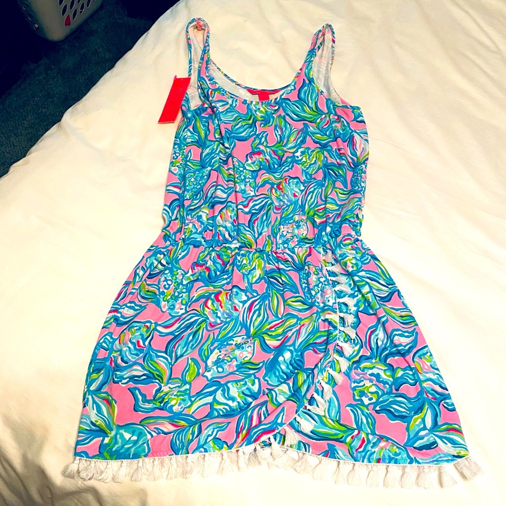 Lilly Pulitzer Jarrett Romper in Pelican Pink off The Scales
